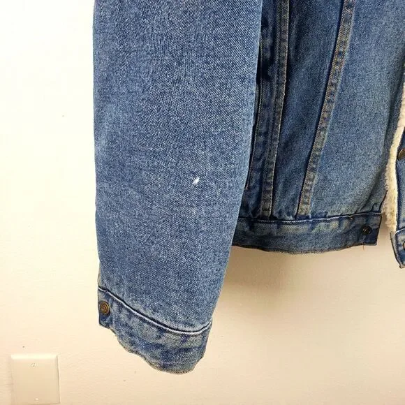 Men's Vintage Milano Bay Denim Sherpa Line Snap Button Jacket Size Large - Picture 7 of 13